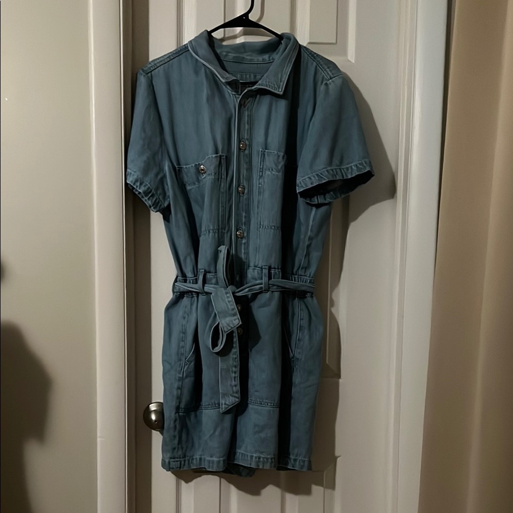 LOFT Casual Blue Polo Collar Jumpsuit